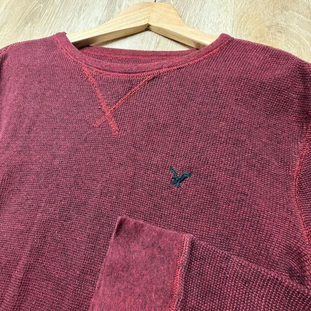 American-eagle Men's Red and Burgundy Jumper